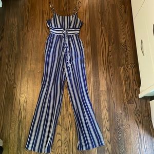 BB Dakota Blue and White Striped Jumpsuit